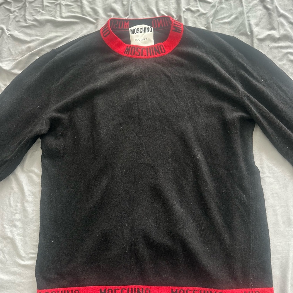 Moschino Men's Sweater in Black with Red Accents Large - Picture 3 of 6
